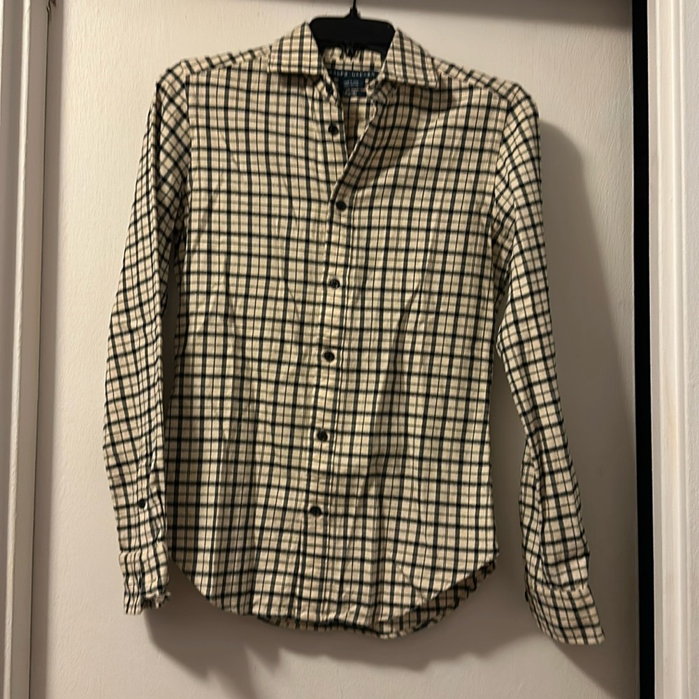 Ralph Lauren, like new, slim fit black and white flannel top, sz 4